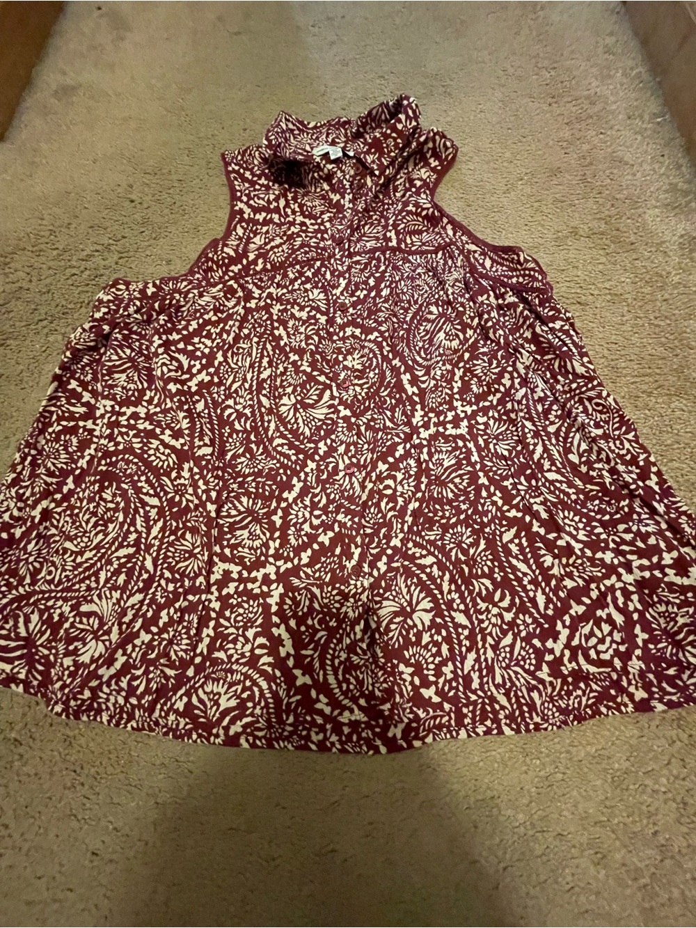 American Eagle Women’s Top Boho Sleeveless Collared Size XL Floral